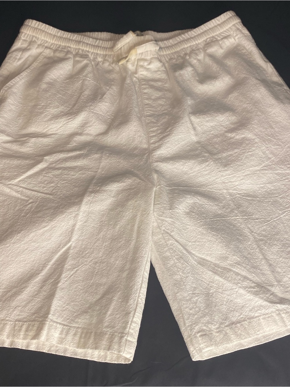 Mens Shorts White by SIR 7 Size 32 Drawstring Waist Pockets Cotton Blend